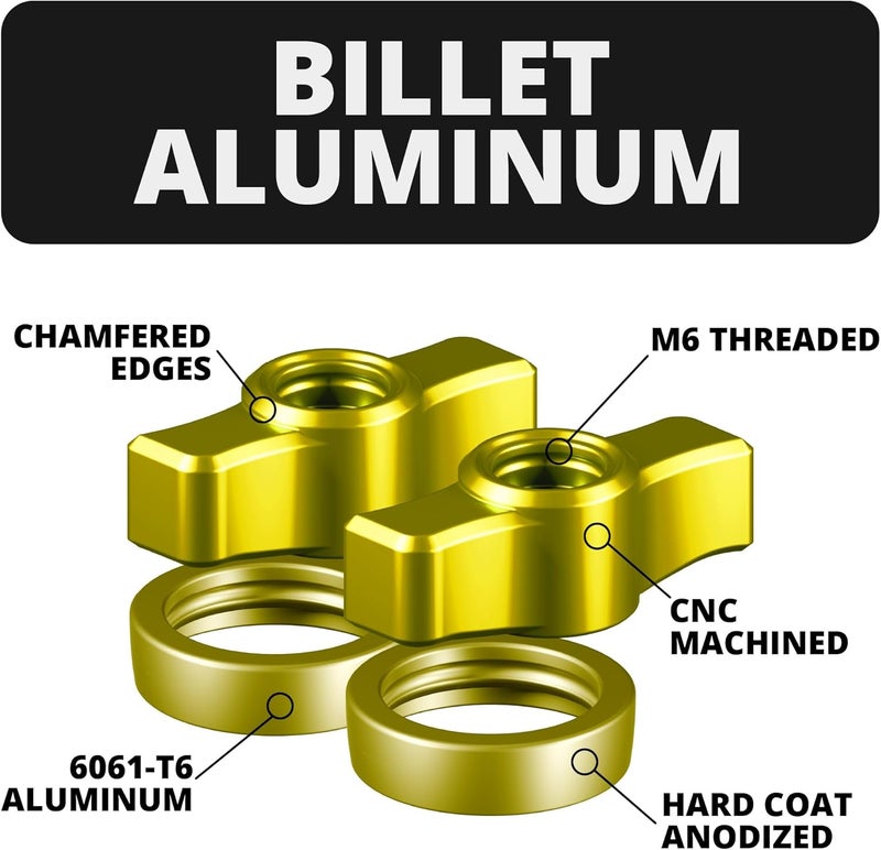 tackform DURALOCK Billet Aluminum Anodized Knob and Ring Accent Kit - ONLY Compatible DuraLock 20 Series Arms | 2 Knobs & 2 Rings Included | Yellow - Image 4